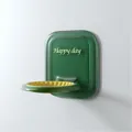 Wall-mounted green shower bottle holder rack with Happy day text - Green