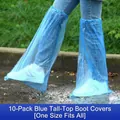 Wasserdichte Einweg-PE-Schuhüberzüge in Blau, langes Rohr, 10er-Pack, Einheitsgröße - 10er-Set / Blau