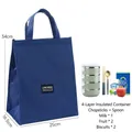 Grande borsa termica blu per il pranzo con rivestimento in alluminio per pasti quotidiani - Taglia L