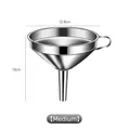 Medium size stainless steel kitchen funnel with handle and dimensions 12.8cm by 13cm - M / 13cm