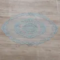 Detailed view of elegant oval French lace embroidery table runner with floral patterns - 44*71cm / Pure Gray Camel