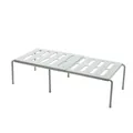 Expandable white metal kitchen shelf organizer for cabinet and under sink storage - Hollow Grey