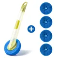 Juego de cepillos para platos recargables con 4 cabezales de esponja azul de repuesto. - 1 Mango + 4 Cabezales de Repuesto / Verde matcha