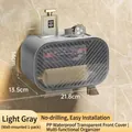 Light gray wall-mounted waterproof tissue box with storage shelf and transparent cover - 21.8x14x13.5cm / Light Gray