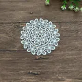 Elegant handmade white lace crochet floral coaster for aesthetic tabletop decor - 12*12cm / White