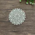 Elegant Korean style white crochet flower coaster for table decor and dessert mat. - 12*12cm / Camel