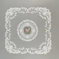 Eleganter französischer Platzdeckchen aus Spitze mit Stickerei - 35CM Quadratisch (Weiß Bunte Blume)