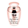 Elegant rose gold pet cremation urn with paw prints and heart-shaped memorial engraving - Style 2 (Paw Print) / 70x45mm / Rose Gold