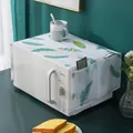 Durable microwave oven dust cover featuring teal feather prints and handy side storage pockets - 85x34 / Feather