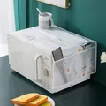 Waterproof white microwave dust cover featuring yellow daisy prints and side storage pockets - 85x34 / Chrysanthemum