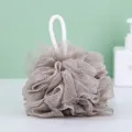 Large greyish-brown mesh bath sponge with a sturdy white braided hanging rope for shower - 50g (Actual Approx 40g) / Khaki