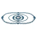 Elegant oval lace table runner featuring intricate blue embroidery and a floral center motif - 50x135cm Table Runner / Pink
