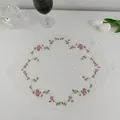 Elegant white lace placemat featuring delicate pink floral embroidery for dining decor - 21*28cm / White