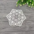 Detail of vintage white French embroidered lace coaster with hollow flower patterns - 19cm / White