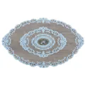Europäischer ovaler Tischläufer aus Milchseide mit Blumenstickerei, Maß 44x71 cm - Modell A Großer Oval 44x71CM / Rosa