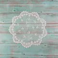 Elegant vintage white lace floral embroidered round coaster table mat for home decoration - Clover Style / 28cm Round / White