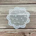 Elegant white hollow floral lace doily mat for wedding or vase home decor accents - Clover Style / White