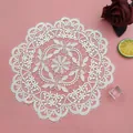 Elegant white circular hollow embroidery placemat for sophisticated table decoration - 28x28cm / White