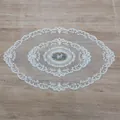 Elegant oval white lace table runner featuring a delicate central floral embroidery detail - 44*71cm / Apricot (Beige)