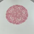 Pink round embroidered lace placemat with intricate floral patterns for table decor. - 27x27cm / Pink