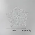 White embroidered lace flower coaster, 15cm snowflake patch for garment accessories - 15cm / White