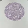 Macro detail of purple embroidered lace doily with intricate hollow floral patterns - 27x27cm / Light Purple