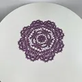 Detailed embroidery pattern on purple circular lace placemat for table decoration - 28cm Round / Deep purple