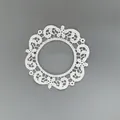 Elegant white lace embroidered mesh coaster for coffee cups and small vase mats - Petal Style / 12cm / White