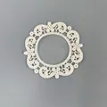 Elegant vintage ivory lace mesh coaster with floral embroidery for coffee cups and decor - Petal Style / 12cm / Beige