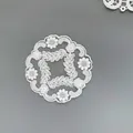 Elegant white circular embroidered mesh floral lace coaster for coffee or vase decoration - Leaf Style / 12cm / White