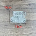 Sottobicchiere in pizzo bianco idrosolubile, motivo tazza, dimensioni 13x10cm decor - Bianco / Tazza Grande