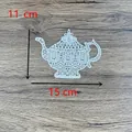 Raffinata toppa in pizzo idrosolubile a forma di teiera bianca per fai da te 15x11cm - Bianco / Teiera Grande