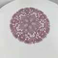 Round purple embroidered lace table mat with intricate vintage floral cutout pattern - 27x27cm / Mauve