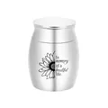Elegant miniature stainless steel sunflower cremation urn for pet or human ashes - Silver