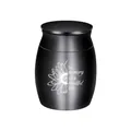 Small black keepsake urn with sunflower and memorial quote engraving - Black
