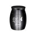 Small black stainless steel memorial urn with God has you in His arms engraving - Black