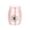 Small rose gold cremation urn with sunflower engraving and beautiful life memorial quote - Light Pink