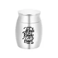 Mini silver stainless steel memorial urn for pet ashes with wings and heart quote - Silver
