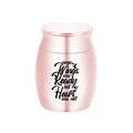 Mini rose gold stainless steel memorial urn featuring engraved wings and heart felt quote - Light Pink