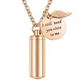 Detail van roségouden cilindrische urnketting met gegraveerde herdenkingscitaat - 11*38mm / Roségoud