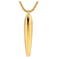 Gold stainless steel cylindrical cremation ash necklace for perfume urn pendant jewelry - Gold