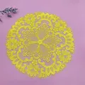 Elegant yellow French style embroidered lace coaster and decorative table placemat - 27*27cm / Goose Yellow