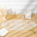 Elegant white lace embroidered table runner with intricate hollow out floral design mat - 29*51cm / White
