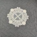 Elegant round white lace placemat with intricate floral embroidery decoration - 29cm / White