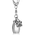 Llavero conmemorativo de acero inoxidable con urna de cremación y dije de huella. - Plateado en Blanco / 25*16mm