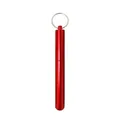 Portable red aluminum alloy storage tube with keychain for telescopic straws or toothpicks - Red
