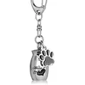 Llavero de urna conmemorativa de mascotas de acero inoxidable con garra grabada - Estilo Plata Grabada / 25*16mm