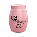 Small pink aluminum pet memorial urn engraved with Always in my Heart paw design - Always in my Heart (Style 2) / Pink