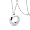 Close-up of a silver stainless steel locket necklace with colorful birthstones inside - With 12 Birthstone Crystals / S