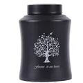 Matte black cremation urn for pets or humans with Tree of Life design and engraving - 21.5*14cm / Black